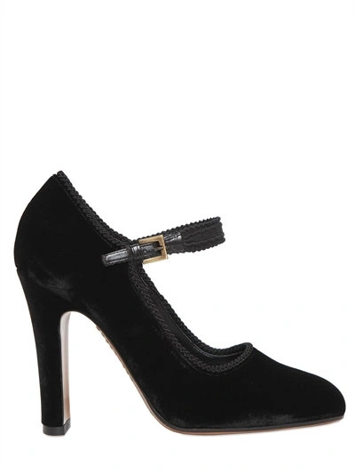 Etro 105mm Velvet Mary Jane Pumps In Black