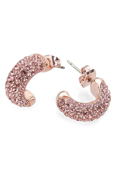 Shop Covet Tropadelic Pavé Huggie Hoop Earrings In Rose