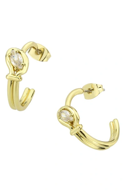 Shop Covet Marquis Cz Tied Hoop Earrings In Gold