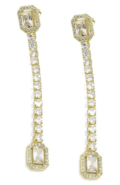 Shop Covet Cz Linear Drop Earrings In Gold
