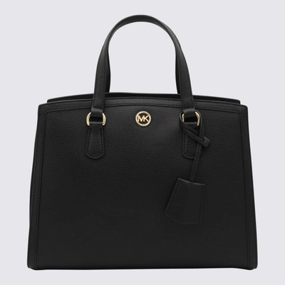 Shop Michael Michael Kors Black Leather Chantal Tote Bag