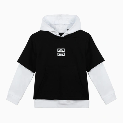 Givenchy Kids' Black And White Double Layer Hoodie With Logo | ModeSens