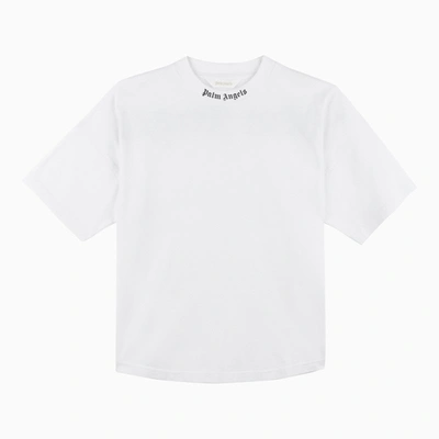 Shop Palm Angels | White Crewneck T-shirt With Logo