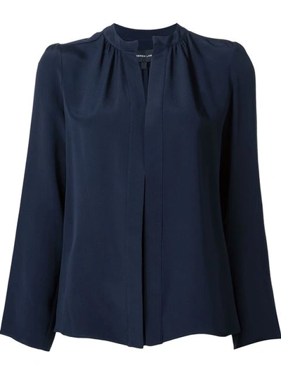 Derek Lam Kara Long-sleeve Silk Blouse In Blue