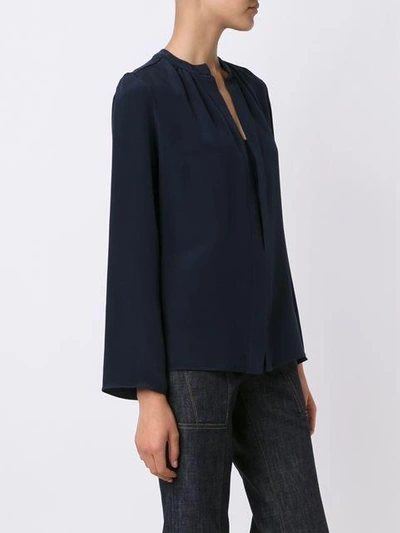 Shop Derek Lam Kara Long-sleeve Silk Blouse In Blue