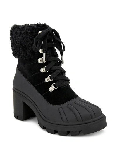 Shop Splendid Mikayla Womens Leather Block Heel Combat & Lace-up Boots In Black
