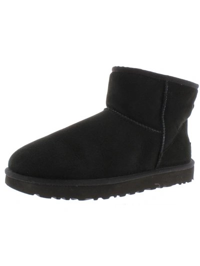 Shop Ugg Classic Mini Ii Womens Suede Cold Weather Shearling Boots In Black