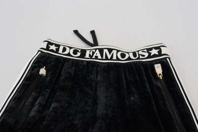 Shop Dolce & Gabbana Black Dg Logo Velvet Trouser Women's Pants