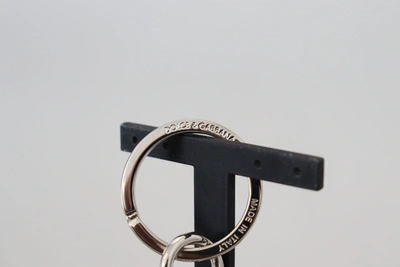 Shop Dolce & Gabbana Black Polyester Logo Silver Tone Brass Women's Keychain