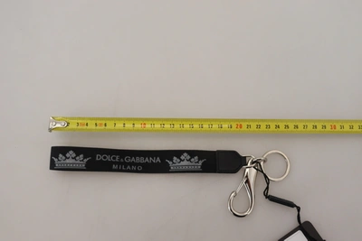 Shop Dolce & Gabbana Black Polyester Logo Silver Tone Brass Women's Keychain