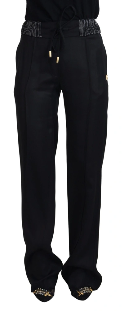 Shop Dolce & Gabbana Black Straight Fit Cotton Women's Pants