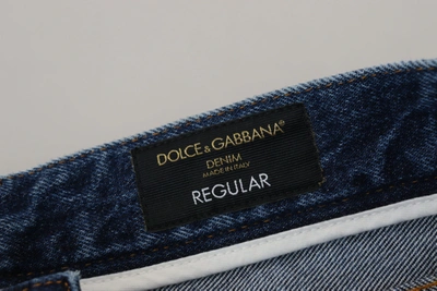 Shop Dolce & Gabbana Blue Cotton Tattered Men Denim Men's Jeans