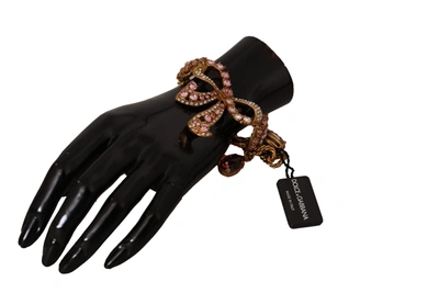 Shop Dolce & Gabbana Gold Brass Chain Baroque Crystal Embellished Women's Bracelet