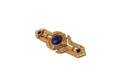 Shop Dolce & Gabbana Gold Tone Brass Crystal Embellished Pin Women's Brooch