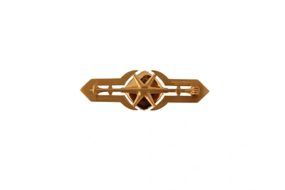 Shop Dolce & Gabbana Gold Tone Brass Crystal Embellished Pin Women's Brooch