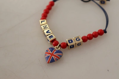 Shop Dolce & Gabbana Red Blue Beaded Dg Loves London Flag Branded Women's Bracelet
