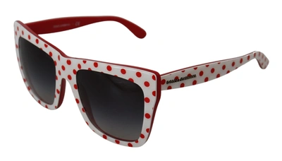 Shop Dolce & Gabbana White Red Polka Dots Acetate Dg4228 Women's Sunglasses In White And Red