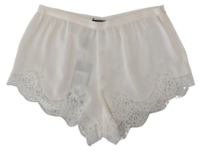 Shop Dolce & Gabbana White Silk Floral Lace Lingerie Women's Underwear