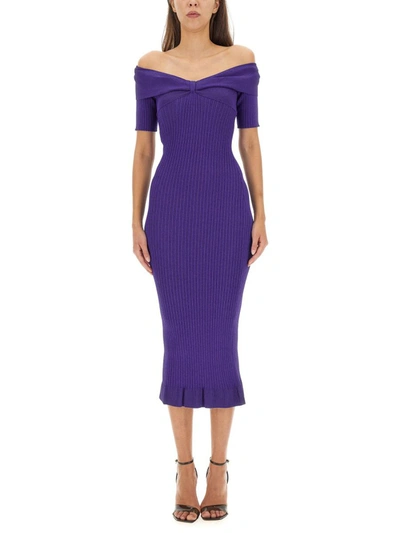 Shop Philosophy Di Lorenzo Serafini Off-the-shoulder Dress In Purple
