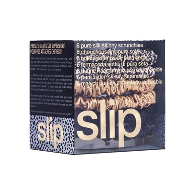 Shop Slip Pure Silk Skinny Scrunchies In Mixed Leopard