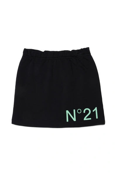Shop N°21 Black Fleece Skirt With Contrasting Logo