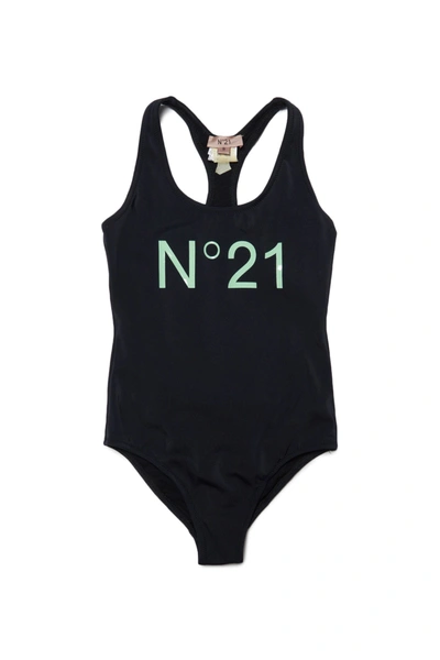 Shop N°21 Black Lycra One-piece Swimming Costume With Logo
