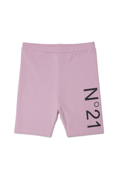 Shop N°21 Pink Stretch Jersey Shorts Cycling Model With Logo