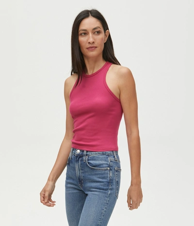 Shop Michael Stars Pina Ribbed Halter Tank In Sangria