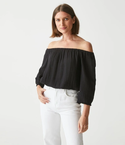 Shop Michael Stars Isabel Convertible Gauze Top In Black