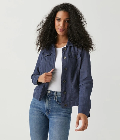 Shop Michael Stars Jean Linen Jacket In Admiral