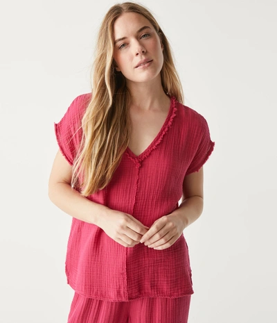 Michael Stars Draya Gauze V-neck Top In Jam