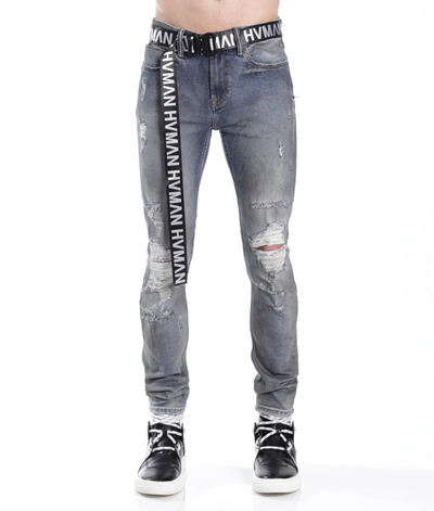 Shop Hvman Strat Super Skinny Fit Jean W/black Belt In Grey