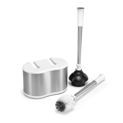 Shop Polder Stainless-steel Dual Bath Caddy With Toilet Brush And Plunger, White