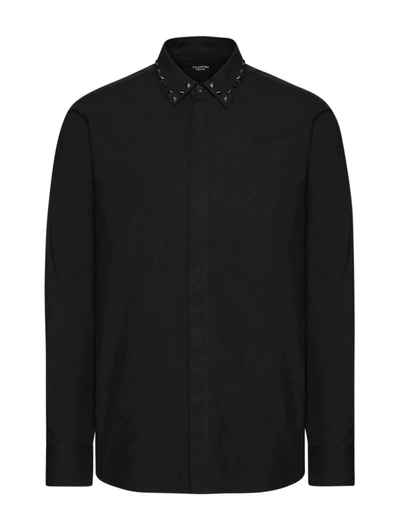 Shop Valentino Long Sleeved Shirt With Stud Detail In Black