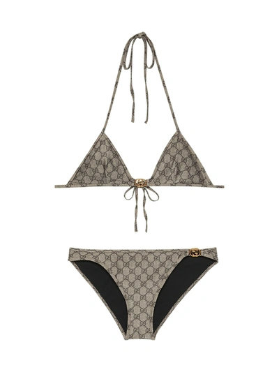 Shop Gucci Gg Stretch Jersey Bikini In Nude & Neutrals
