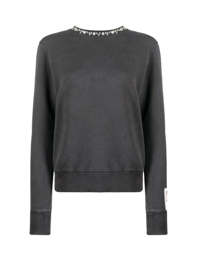 Shop Golden Goose Crystal-embellished Crew-neck Sweatshirt In Grey