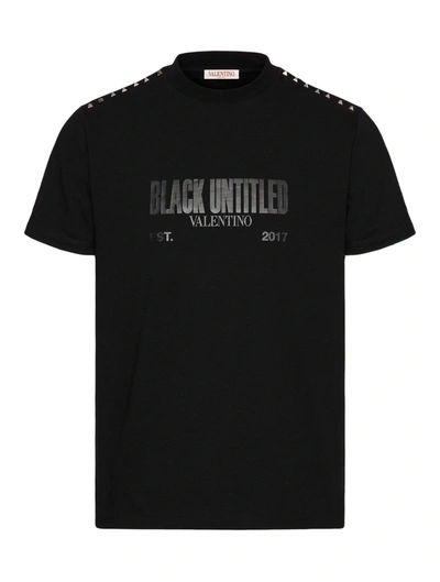 Shop Valentino Untitled Studded Cotton T-shirt In Black