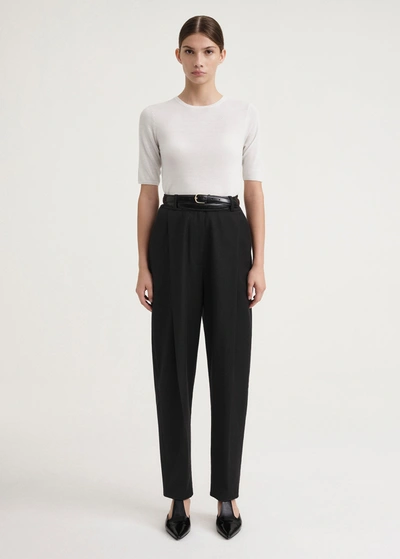 Totême Black Cotton Twisted Seam Trousers In Black