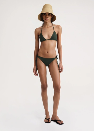 Shop Totême Braid-tie Bikini Top Dark Green