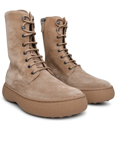 Shop Tod's Beige Suede Ankle Boots