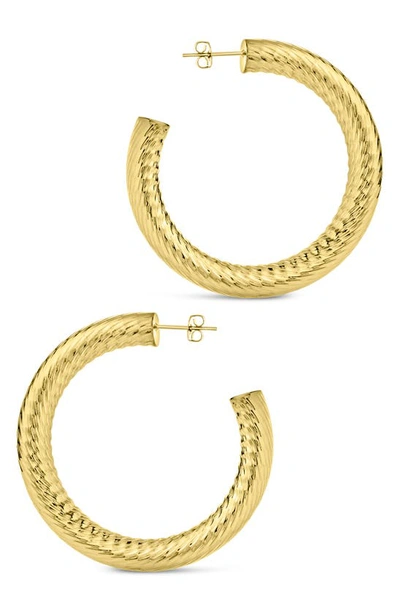 Shop Sterling Forever Alayna Textured Hoop Earrings In Gold