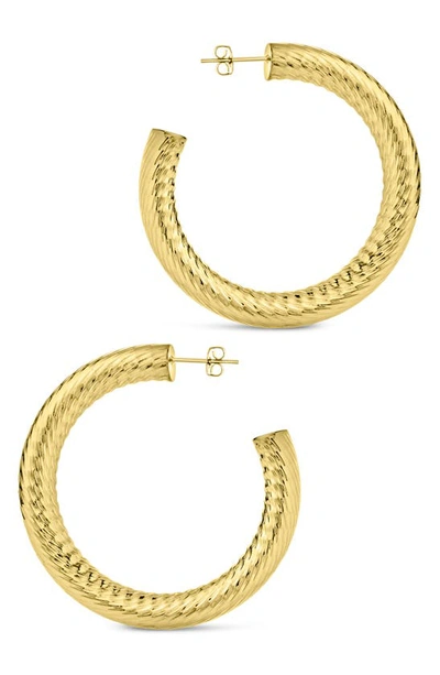 Sterling Forever Alayna Textured Hoop Earrings In Gold