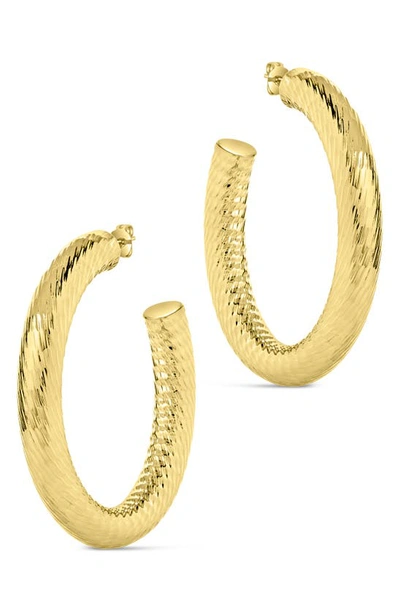 Sterling Forever Alayna Textured Hoop Earrings In Gold