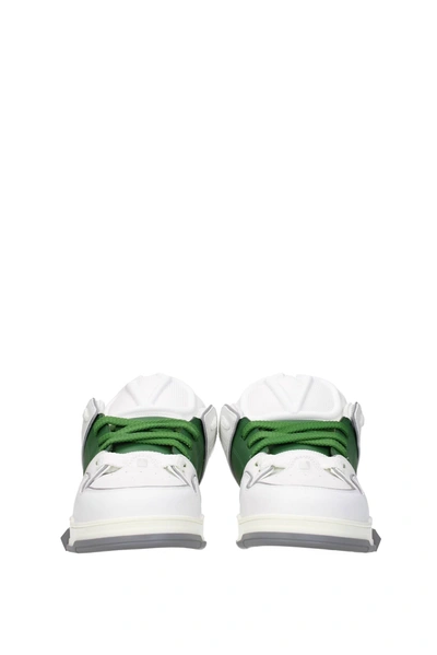 Shop Valentino Sneakers Open Skate Leather Green In White