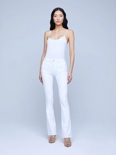 L'agence Selma Cotton Stretch High Rise Bootcut Jeans In Blanc In Blanc