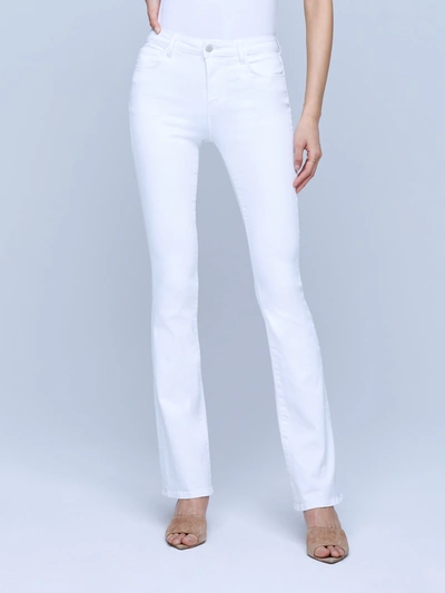 L'agence Selma Cotton Stretch High Rise Bootcut Jeans In Blanc In Blanc