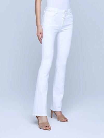 L'agence Selma Cotton Stretch High Rise Bootcut Jeans In Blanc In Blanc