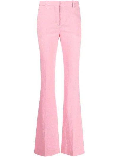 Shop Versace La Vacanza All Over Logo Flared Trousers In Pink