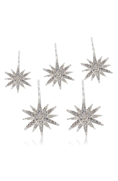 Shop Brides And Hairpins Brides & Hairpins Nola Set Of 5 Star Hair Pins In Silver