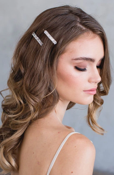 Shop Brides And Hairpins Alissa Set Of 2 Crystal Bobby Pins In Silver